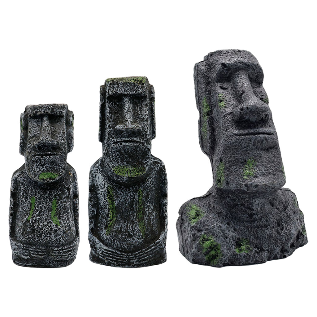 Aquarium Fish Farm - Statues Moai d'aquarium, ornements de tête