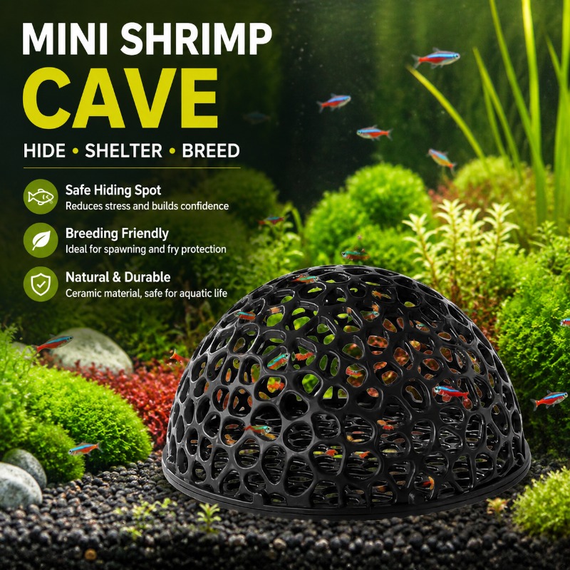 Aquarium Fish Hiding Spot - Mini grotte en céramique poreuse pour