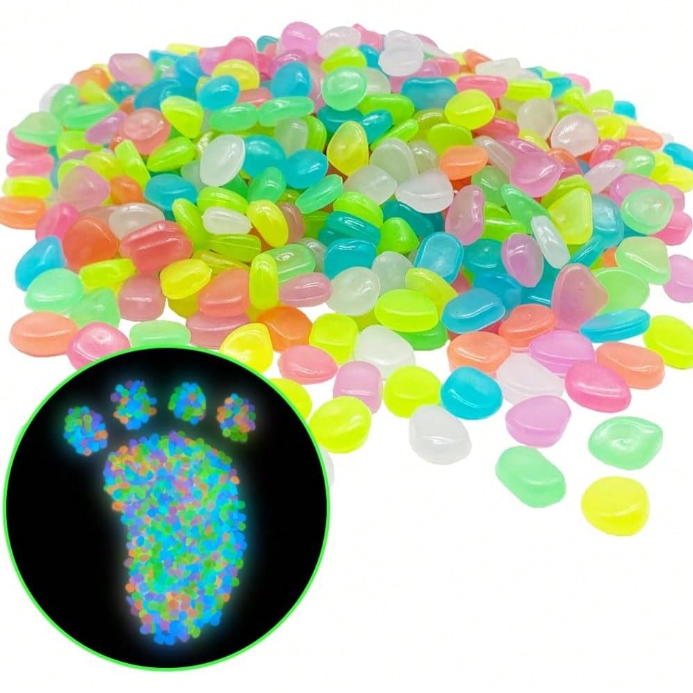 Aquarium Decoration Rock - 500 galets lumineux multicolores, pierres lumineuses,