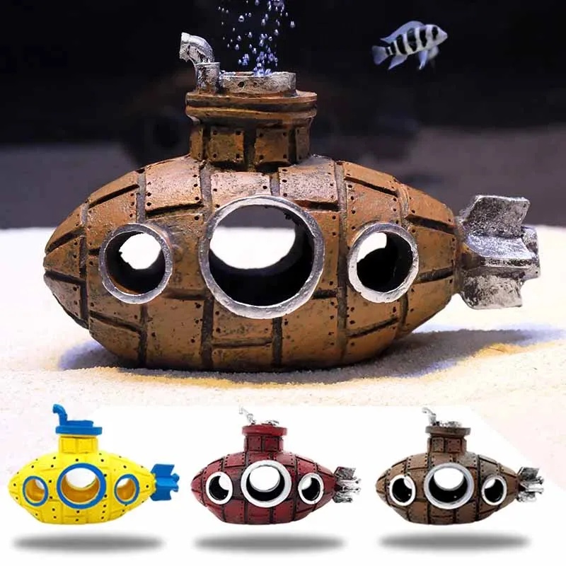 Aquarium Fish Hide - Ornements sous-marins en résine pour aquarium,