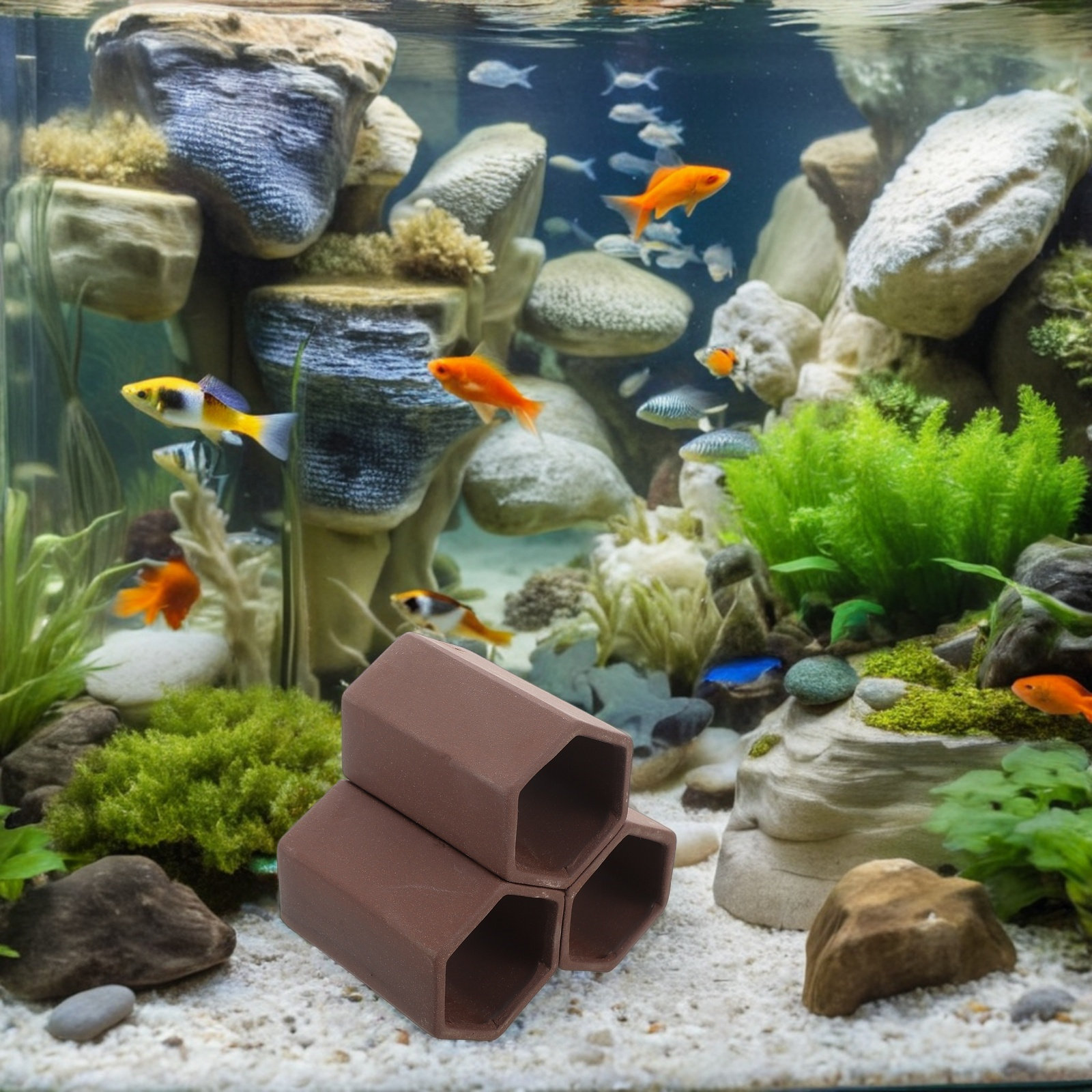 Aquarium Fish Hiding Spot - Cachette en poterie pour crevettes d'aquarium,